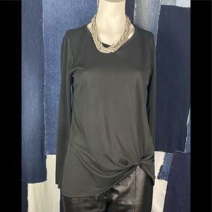 Green Envelope Los Angeles Front Knotted Long Sleeve Blouse Sz S